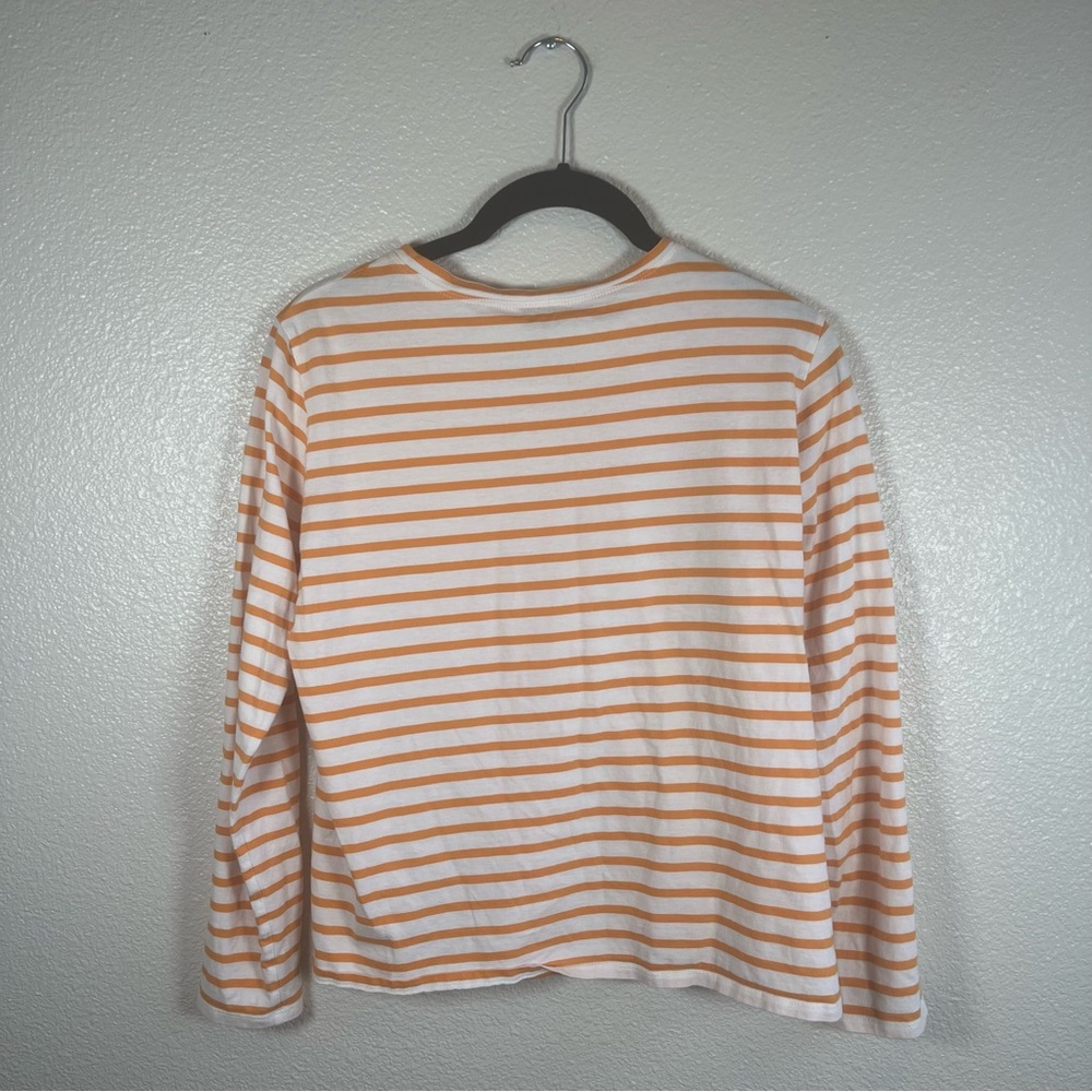 Kule Modern Long-Sleeve Tee Striped Orange and White Women's Small - Picture 7 of 8
